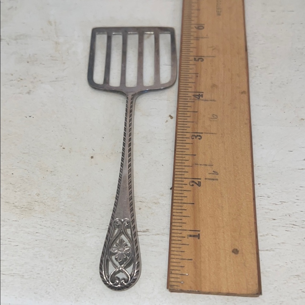 Antique Silver Slotted Sardine Serving Spatula server